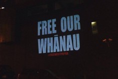 Free West Papua projection onto Media Works building TV3 news Auckland