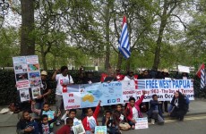 Free West Papua protest outside the Indonesian Embassy in London