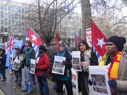 Protest against Indonesia violence and brutalities in Timika, outside of the Indonesian Embassy, London
