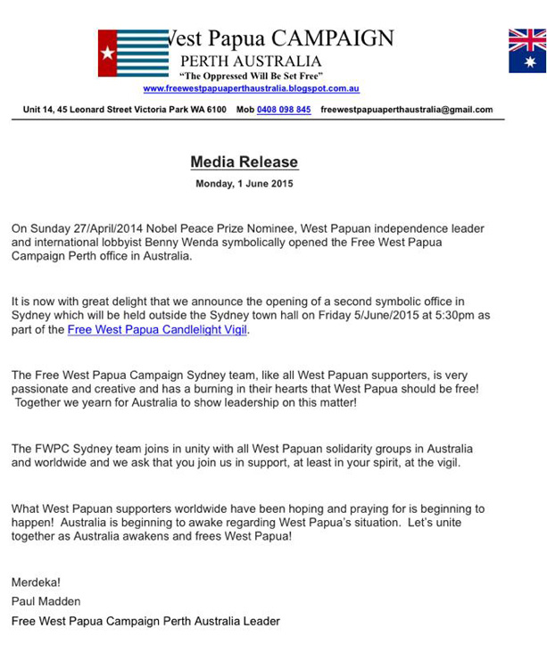 Free West Papua Campaign Sydney will be launching